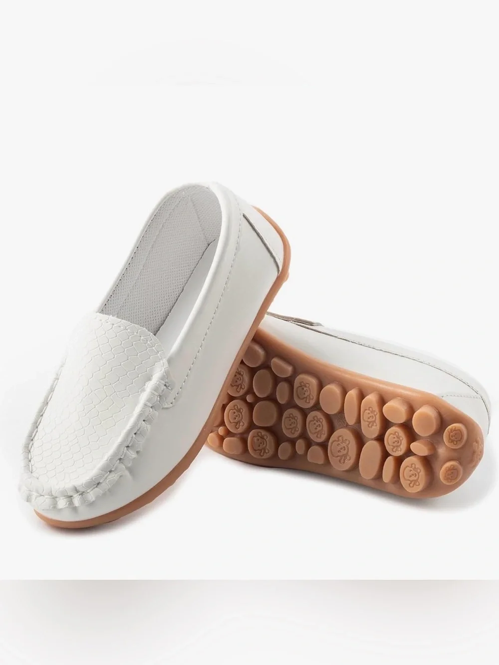 Kids White Slip-On Loafer with Tan Sole nwot